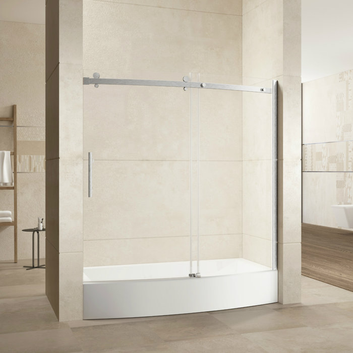 aboxoo Trustmade Frameless Curved Bathtub Shower Doors 60" Width X 58